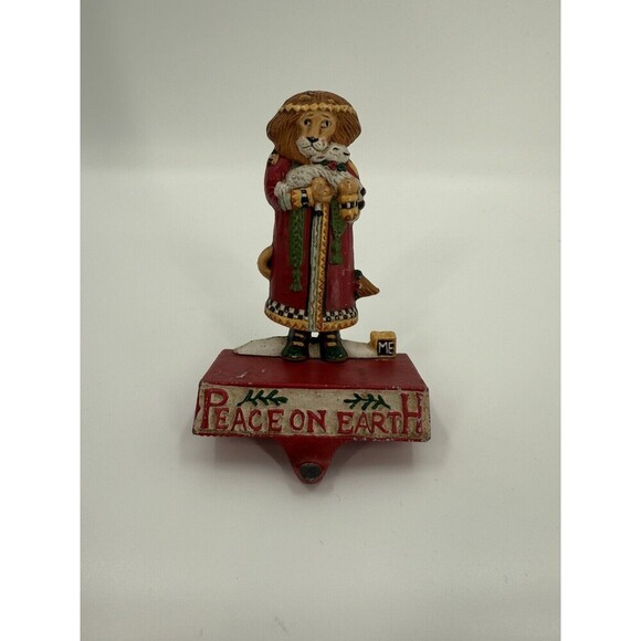 VINTAGE Lion & Lamb Cast Iron Stocking Hanger Mary Engelbreit Cannon Midwest - Picture 3 of 7